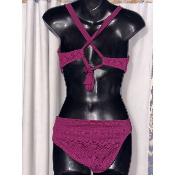 NEW WITH TAGS 2 piece Stylus Burgundy Bikini Bottoms size XL AND TOP SIZE LARGE - Picture 3 of 5